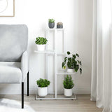 Vidaxl Blütenstandard mit 4 Schichten 43x22x76 cm Metallweiß