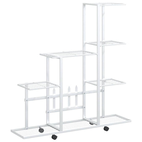 Vidaxl Blütenständer mit Rädern 94,5 x 25 x 92,5 cm Metallweiß