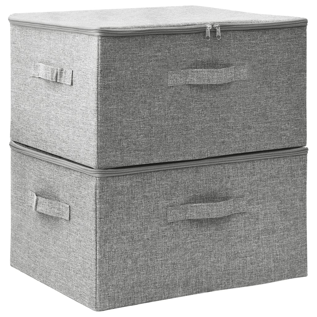 Vidaxl Späicherkëschten 2 PCs 43x34x23 cm Stoff Grau