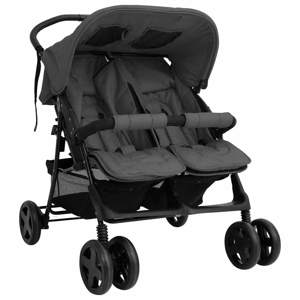 Vidaxl Twin Children's Steel Dunkelgrau