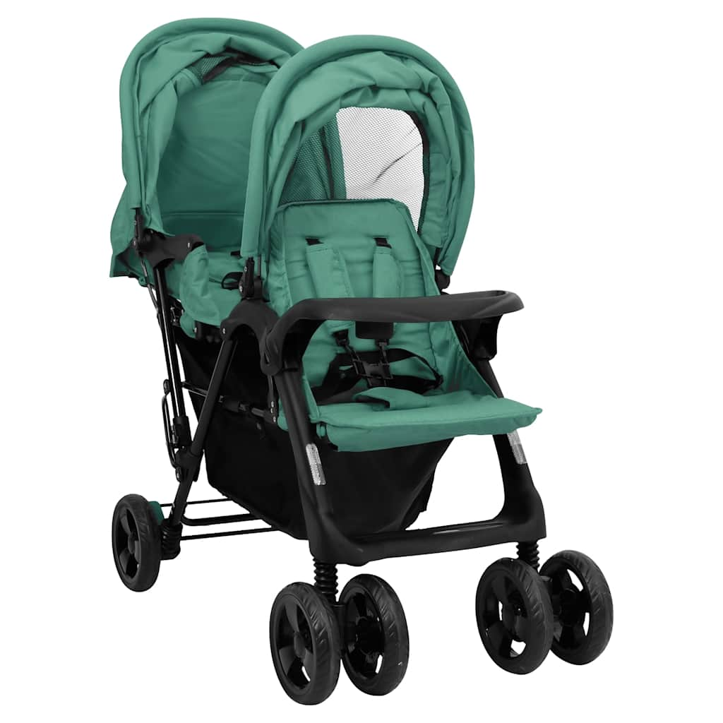 Vidaxl Twin Childem Tandem Steel Green