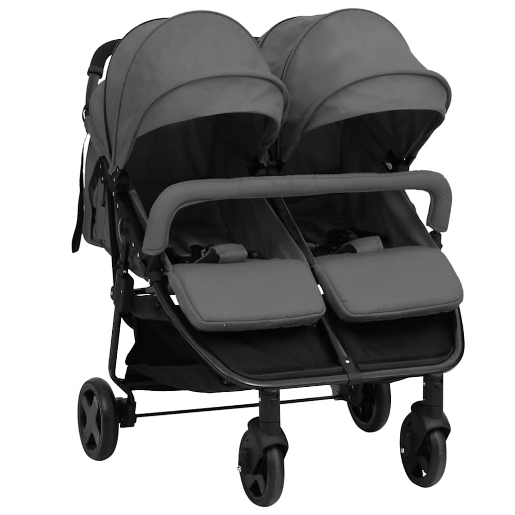 Vidaxl Twin Buggy Steel Dunkelgrau und Schwarz