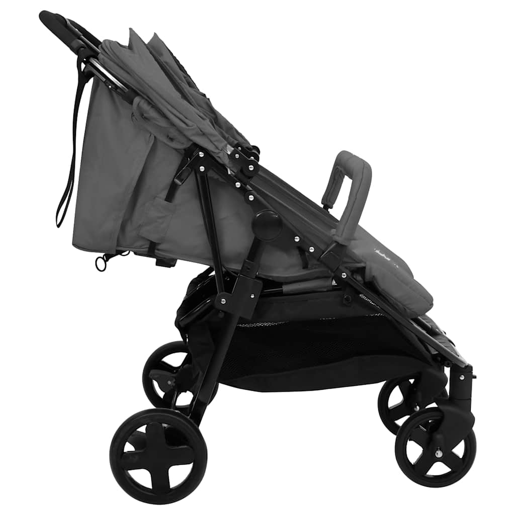 Vidaxl Twin Buggy Steel Dunkelgrau und Schwarz