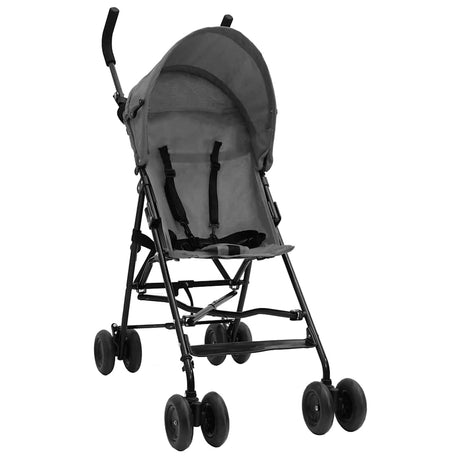 Vidaxl Kinderbuggy Stahl hellgrau und schwarz