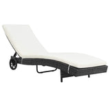Vidaxl ligbedden 2 st met wielen en kussens poly rattan zwart