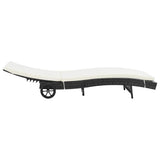 Vidaxl ligbedden 2 st met wielen en kussens poly rattan zwart