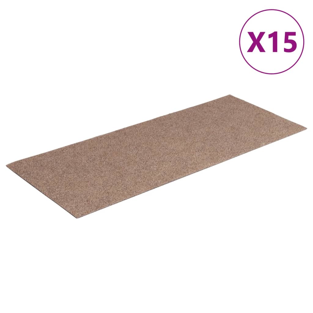 Vidaxl 15 st pedal tapis auto-adhésif rectangulaire 60x25 cm brun clair