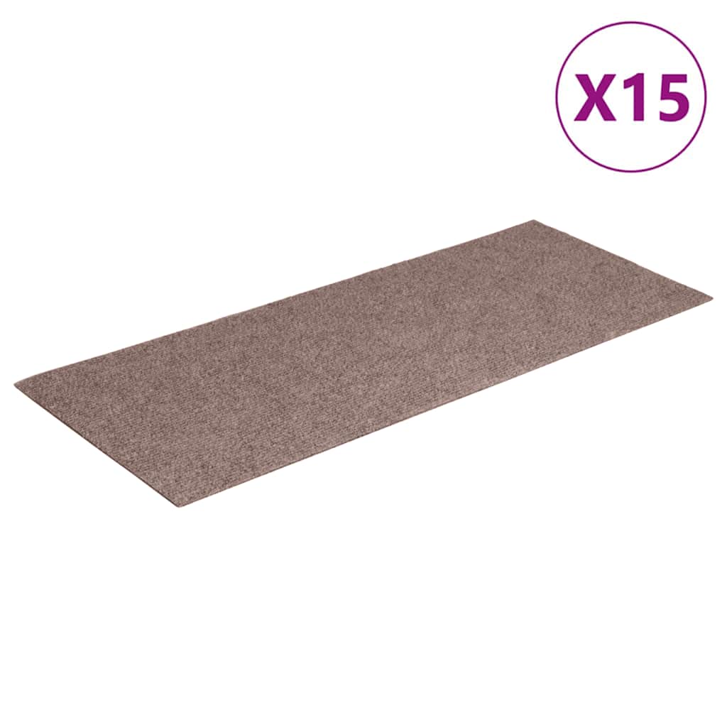Vidaxl Treppenmatten selbstadhäsiv 15 Teile 60x25 cm hellbraun rechteckig