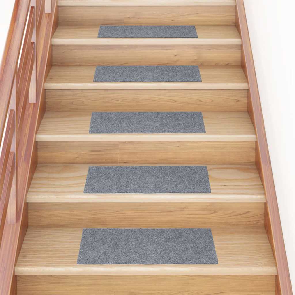 Vidaxl Treppenmatten selbstadhäsiv 15 Teile 60x25 cm hellgrau rechteckig