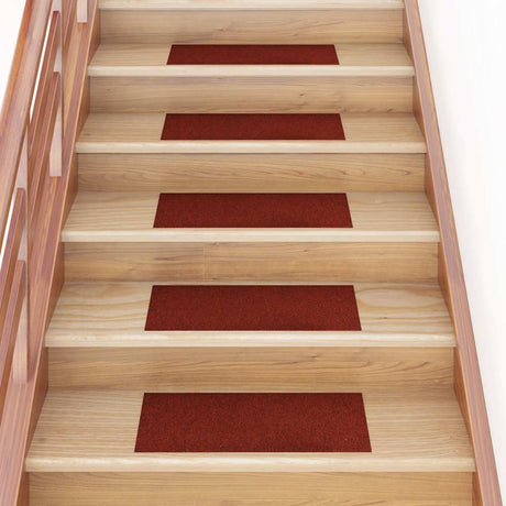 Vidaxl -Treppenmatten selbstadhäsiv 15 Teile 60x25 cm Bordeaux rot rechteckig