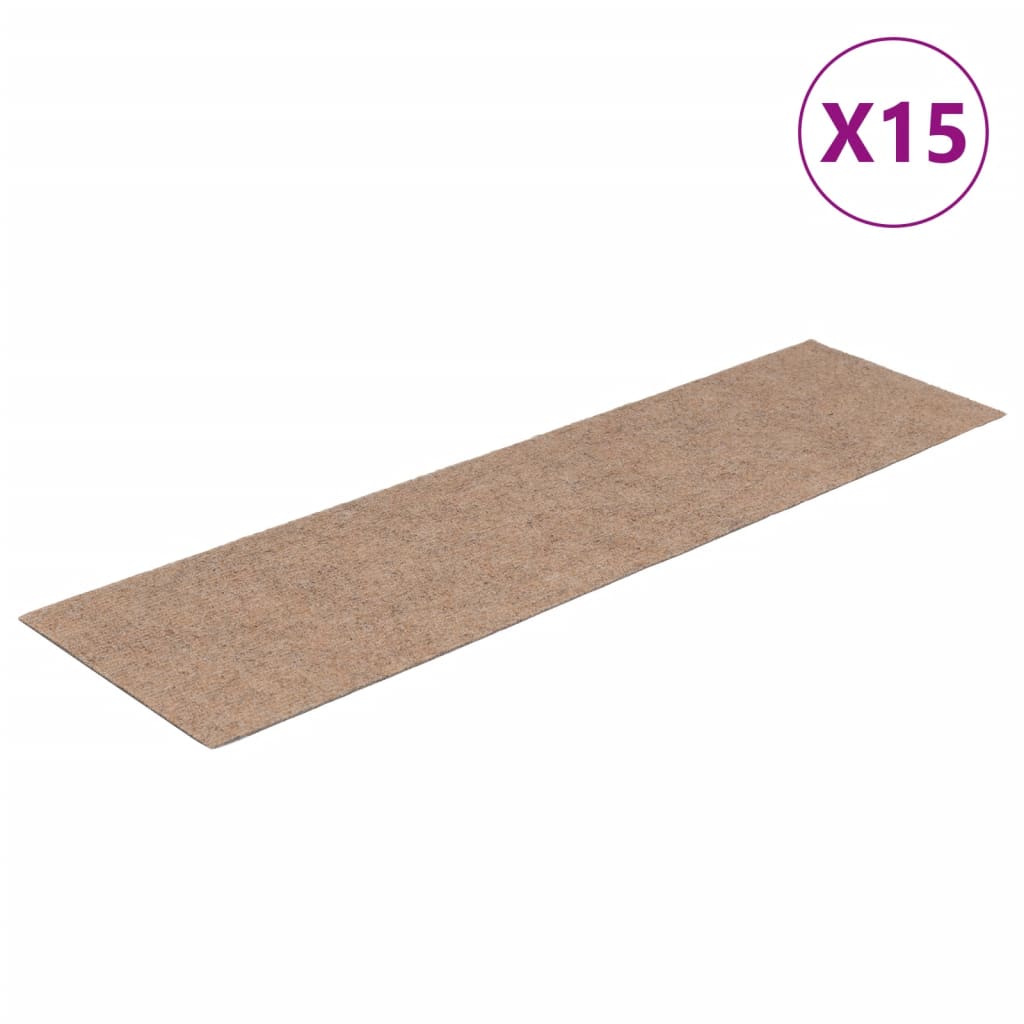 Vidaxl 15 st pedal tapis auto-adhésif rectangulaire 76x20 cm brun clair