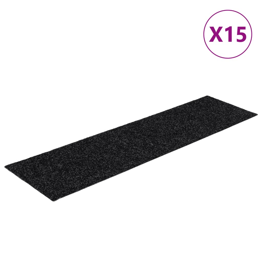 VidaXL 15 st pedal mats self -adhesive rectangular 76x20 cm black