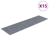 Vidaxl Treppenmatten selbstadhäsiv 15 Teile 76x20 cm hellgrau rechteckig