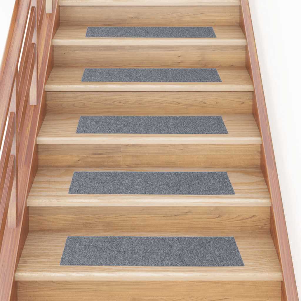 Vidaxl Treppenmatten selbstadhäsiv 15 Teile 76x20 cm hellgrau rechteckig