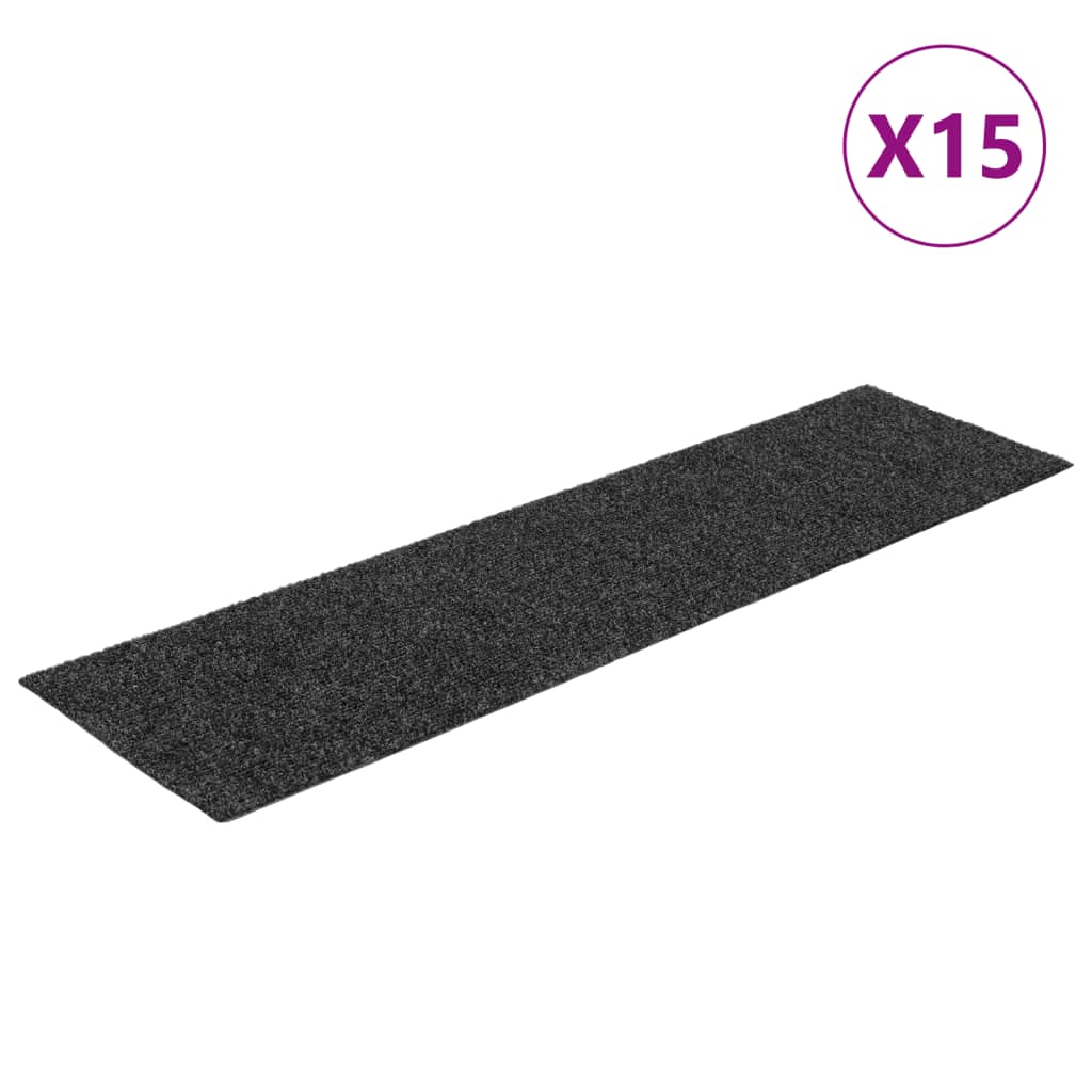 Vidaxl Stair Mats auto-adhésif 15 st rectangulaire 76x20 cm anthracite