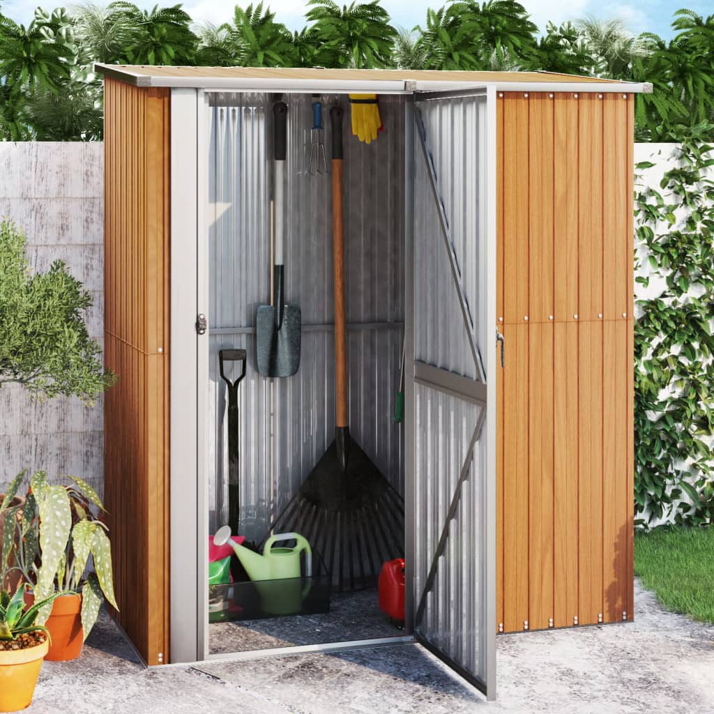 Vidaxl Garden Shed 180.5x97x209.5 cm de acero galvanizado marrón