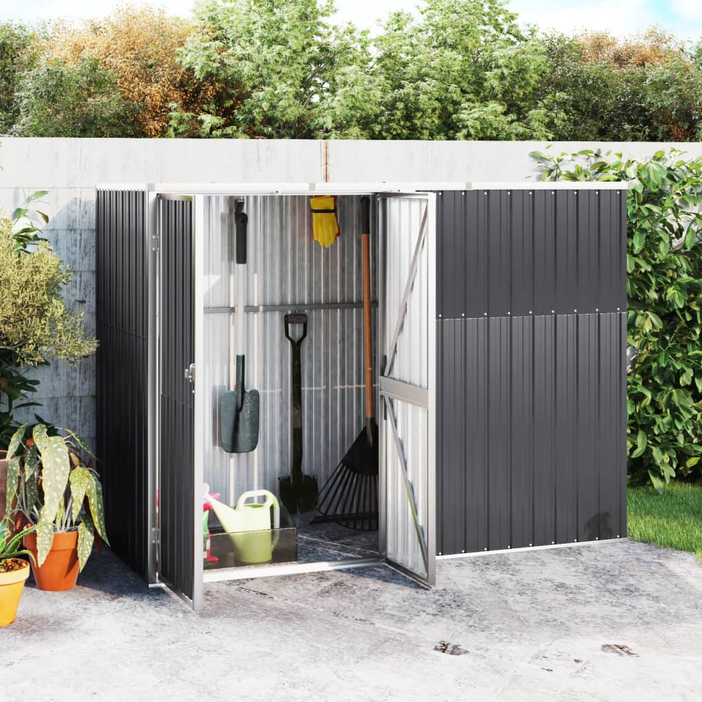 Vidaxl Garden Shed 225x89x161 cm Galvaniserat stål Anthracite -färgad