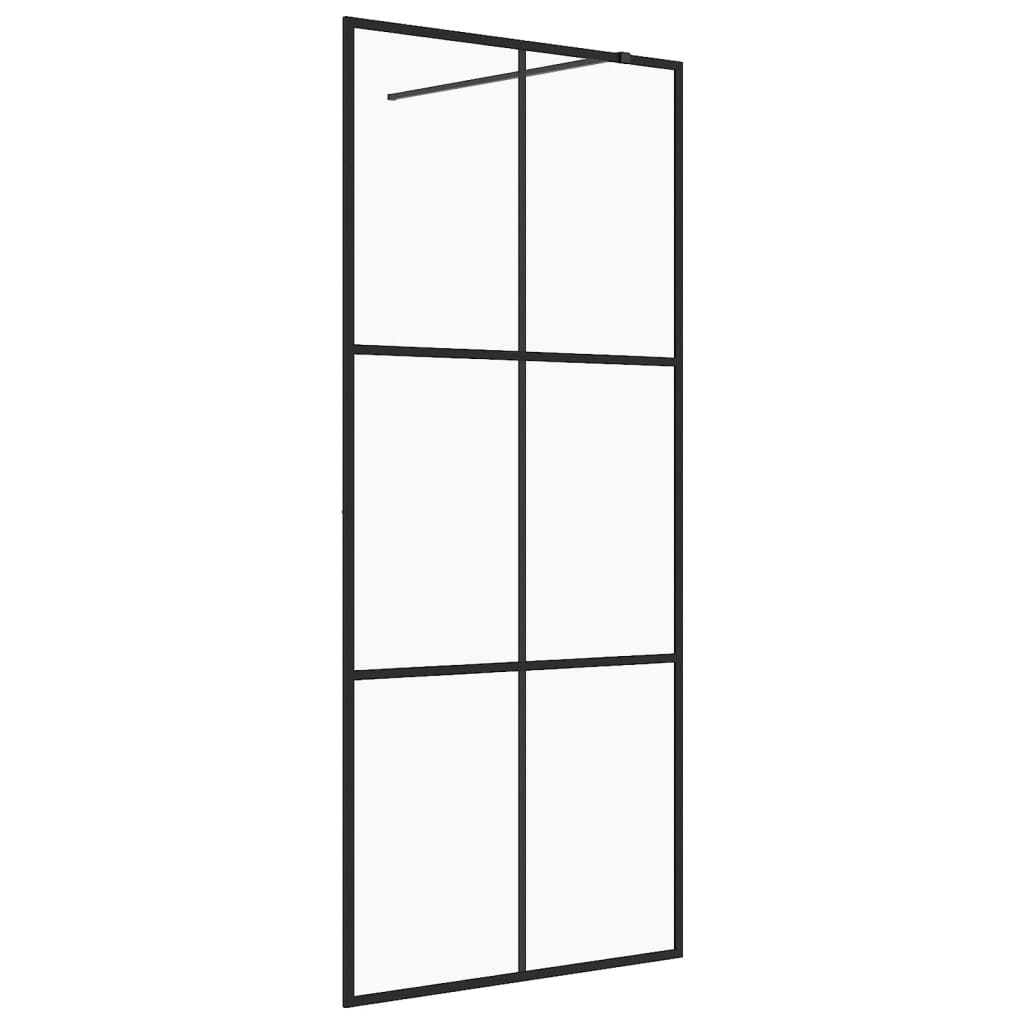 Vidaxl Walk-in tuš stena 90x195 cm prozorna in črna ESG-GLAS