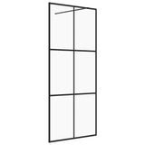 Vidaxl Walk-in tuš stena 90x195 cm prozorna in črna ESG-GLAS