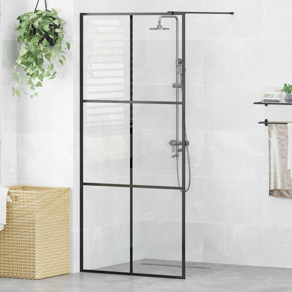 Vidaxl begehete Duschwand 90x195 cm ESG-Glas transparent und schwarz