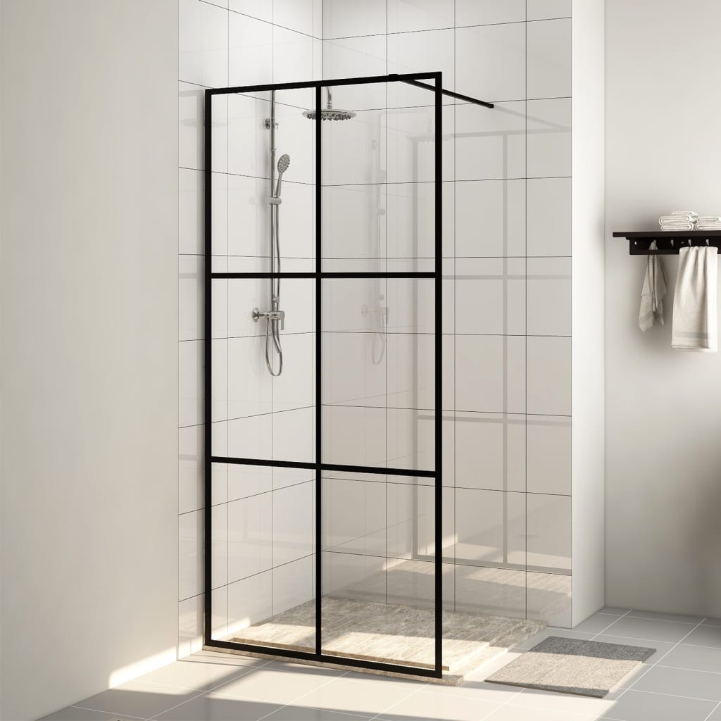 Vidaxl walk-in dusjvegg 100x195 cm esg-glas gjennomsiktig og svart