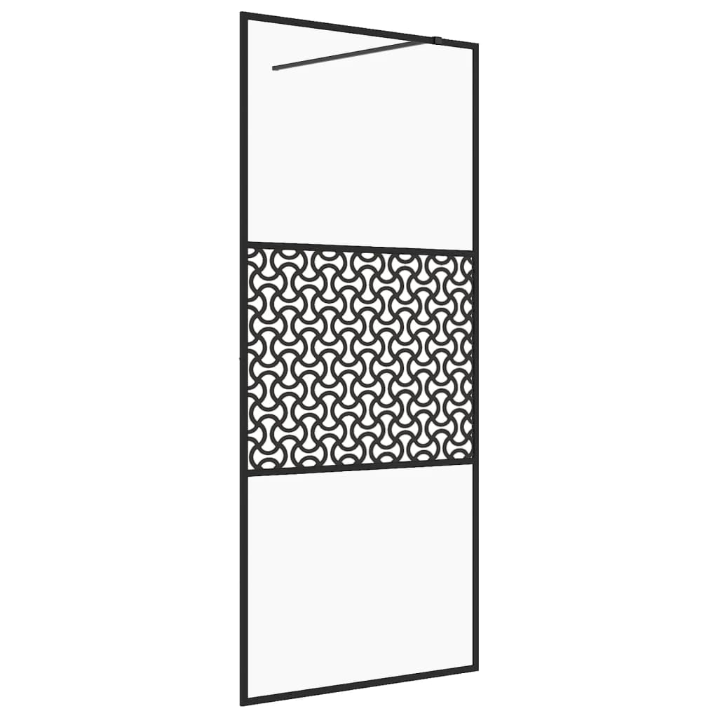 Vidaxl Walk-in tuš stena 90x195 cm prozorna in črna ESG-GLAS