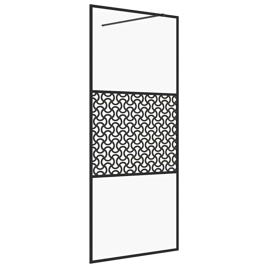 Vidaxl begehete Duschwand 115x195 cm ESG-Glas transparent und schwarz