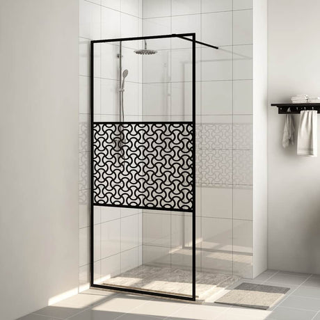 Vidaxl begehete Duschwand 115x195 cm ESG-Glas transparent und schwarz