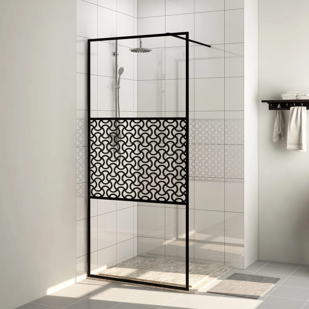 Vidaxl Walk-In duschvägg 115x195 cm ESG-GLAS transparent och svart