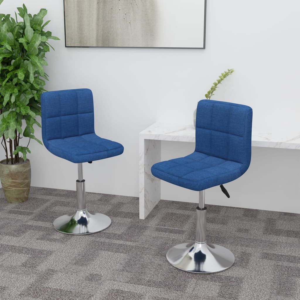 Vidaxl eetkamerstoelen 2 st draaibaar stof blauw