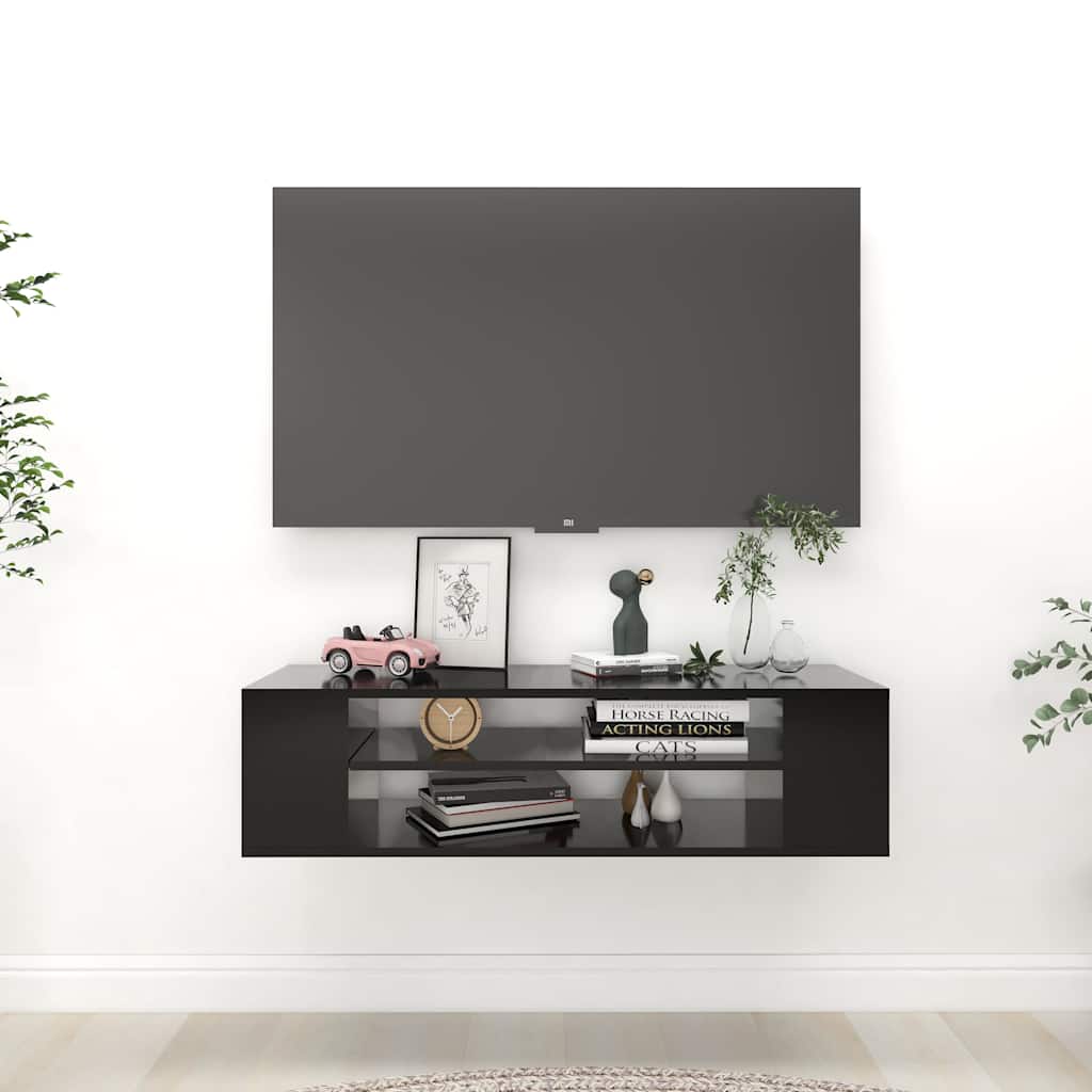 Vidaxl tv-hangmeubel 100x30x26,5 cm bewerkt hout zwart