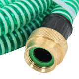 Vidaxl Sucking Manguera con acoplamientos de latón 1.1 '' '3 M PVC Green