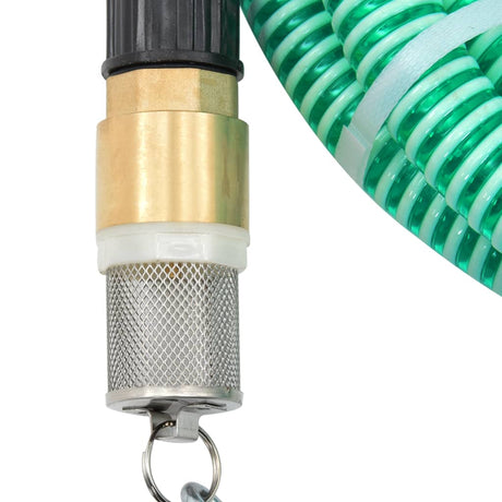 Vidaxl Sucking Manguera con acoplamientos de latón 1.1 '' '3 M PVC Green