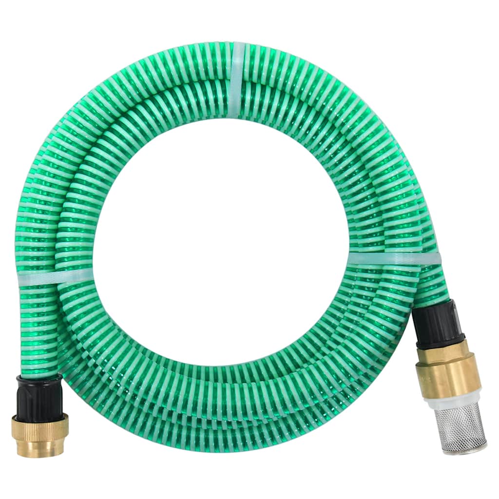 Vidaxl -Saugschlauch mit Messingkupplungen 1,1 '' 7 m PVC Green
