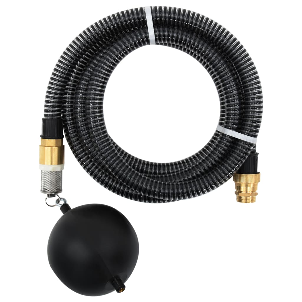 Vidaxl Sucking tubo con giunti in ottone 1.1 '' 10 m PVC nero