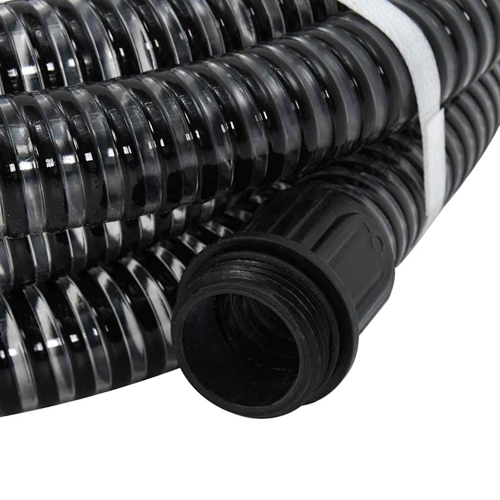 Vidaxl -Saugschlauch mit Messingkupplungen 1.1 '' 10 m PVC Schwarz