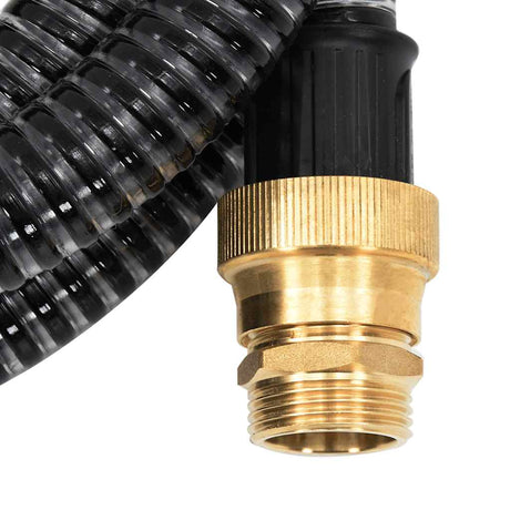 Vidaxl -Saugschlauch mit Messingkupplungen 1.1 '' 10 m PVC Schwarz