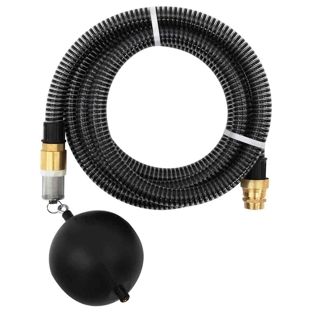 Vidaxl -Saugschlauch mit Messingkupplungen 1.1 '' 15 m PVC Schwarz