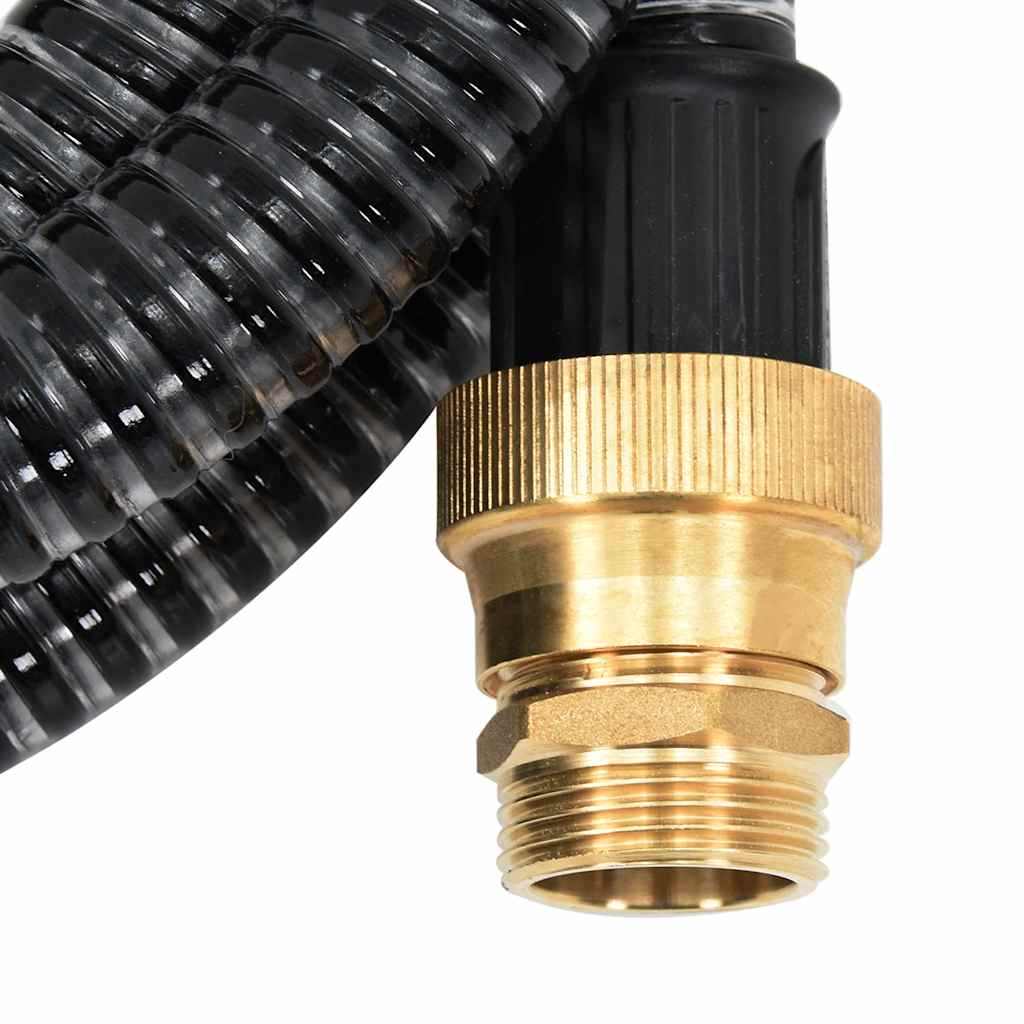 Vidaxl -Saugschlauch mit Messingkupplungen 1.1 '' 25 m PVC Schwarz