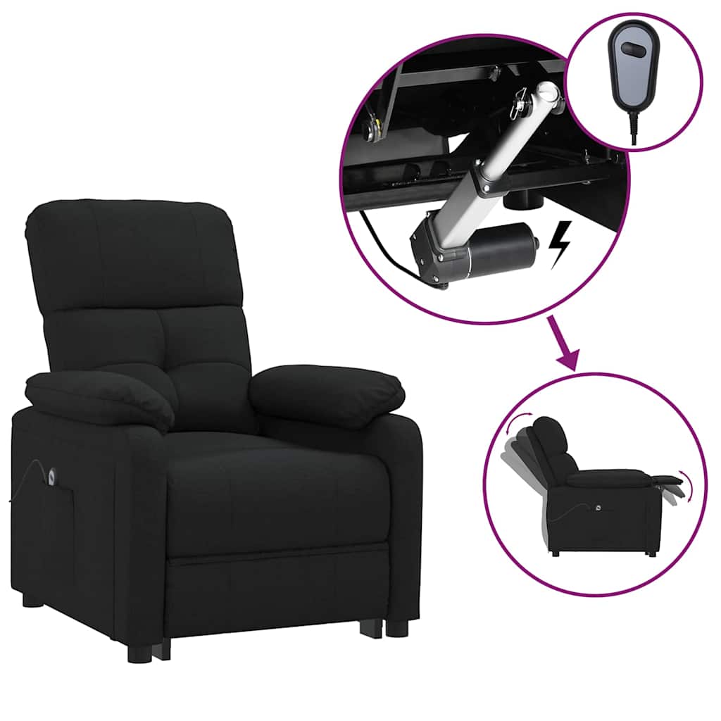 Vidaxl fauteuil verstelbaar elektrisch stof zwart