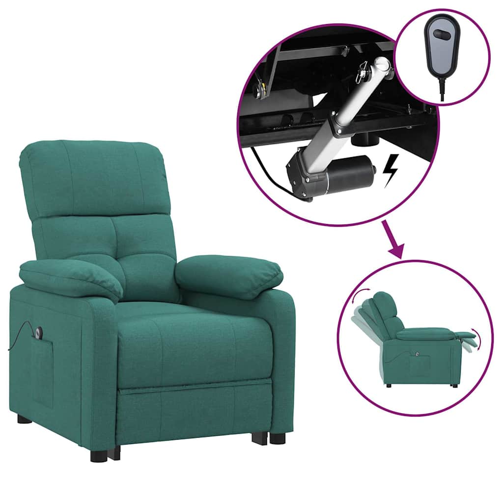 Vidaxl fauteuil verstelbaar elektrisch stof donkergroen