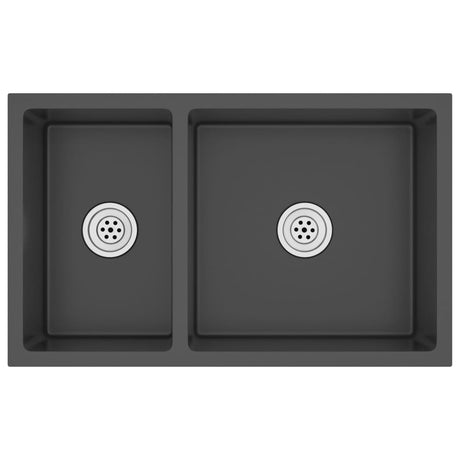 Vidaxl Spüle Edelstahl schwarz