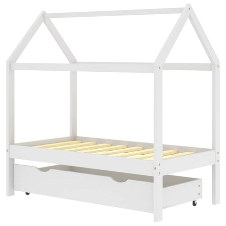 Vidaxl kinderbedframe met lade massief grenenhout 70x140 cm wit