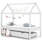 Vidaxl kinderbedframe met lade massief grenenhout wit 80x160 cm