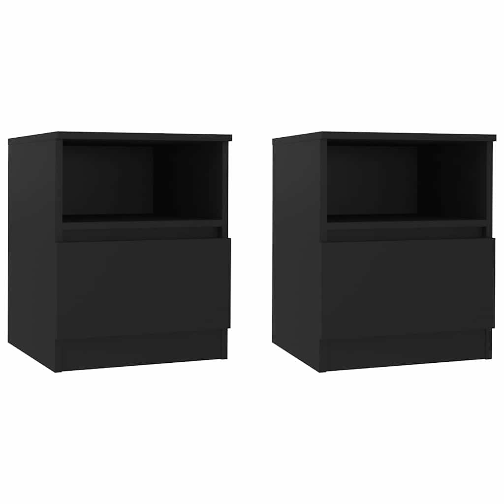 Vidaxl nachtkastjes 2 st 40x40x50 cm bewerkt hout zwart