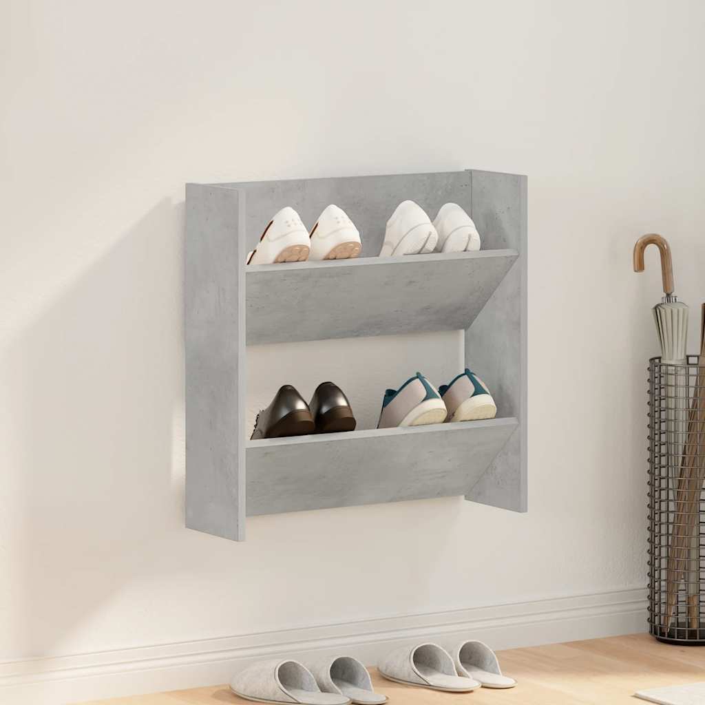 Vidaxl wandschoenenkast 60x18x60 cm spaanplaat betongrijs