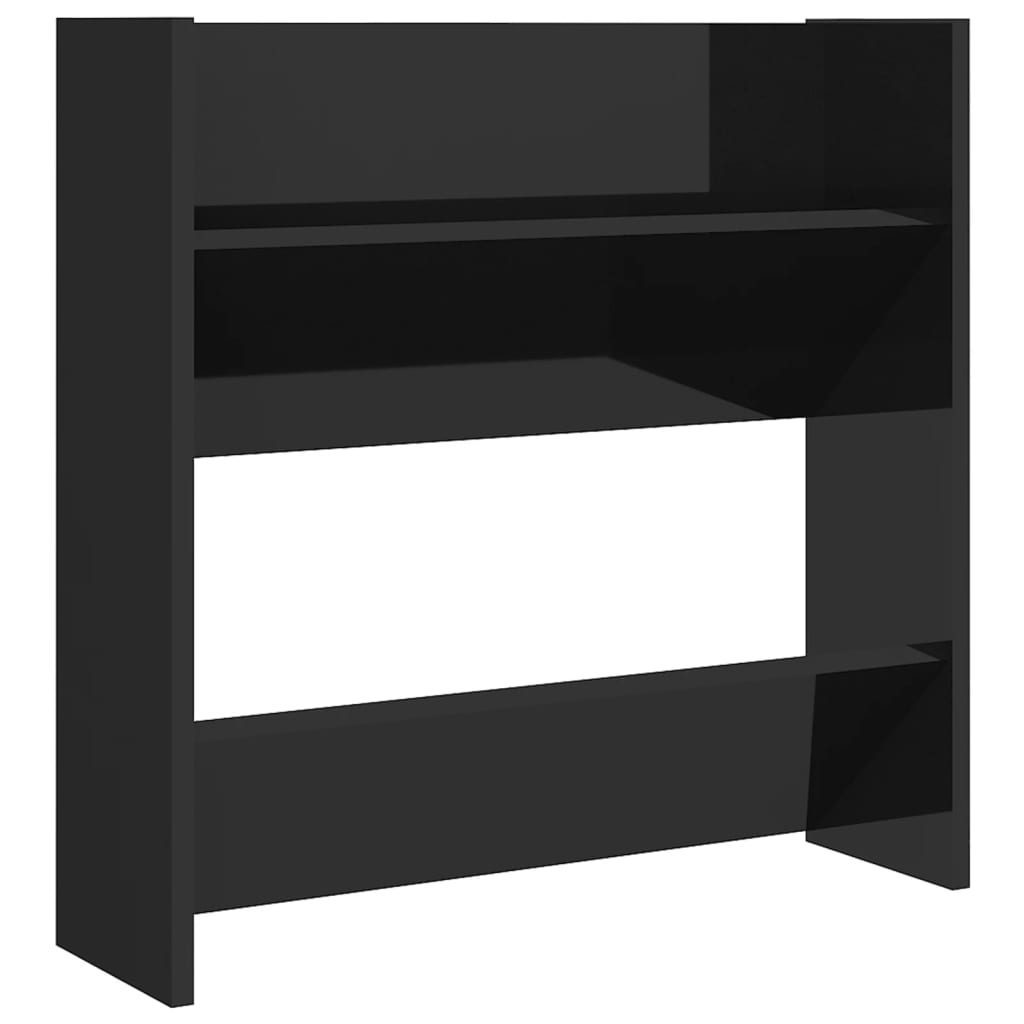 Gabinete de zapato de pared de Vidaxl 60x18x60 cm de madera propiedad de madera de alto brillo negro