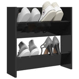 Armoire à chaussures murales vidaxl 60x18x60 cm en bois de bois haute brillant noir