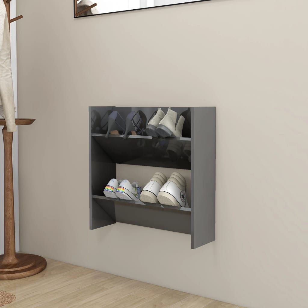 Armadio da scarpe a parete Vidaxl 60x18x60 cm Properpata in legno grigio lucido