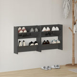 Vidaxl Wandschuhschränke 2 ST 60x18x60 cm Holz Hochglanzgrau
